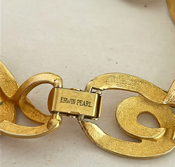 1980s signed Erwin Pearl designer collar necklace