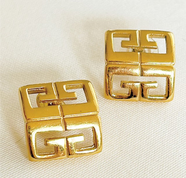 Classic 80s Givenchy Gs vintage 1980s pierced earrings.