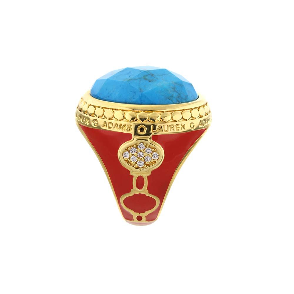 Turquise and Red Enamel Ring