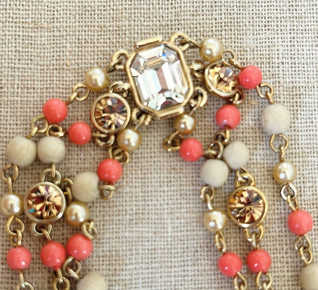 Super rare early 90s signed & stamped Givenchy coral & stone bracelet.