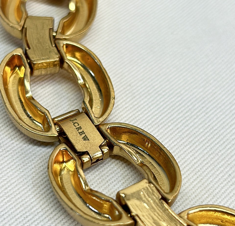 Stunning super rare signed J Crew late 1990s frog gold link chain necklace