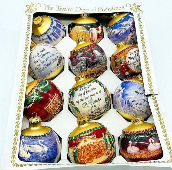 Fabulous set of 12 Christmas ornaments with the 12 days of Christmas theme.