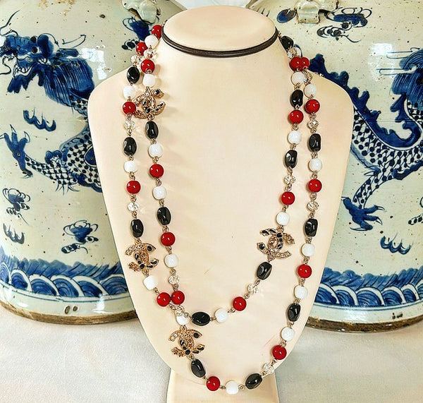 Vintage Chanel authentic double CC beaded necklace.