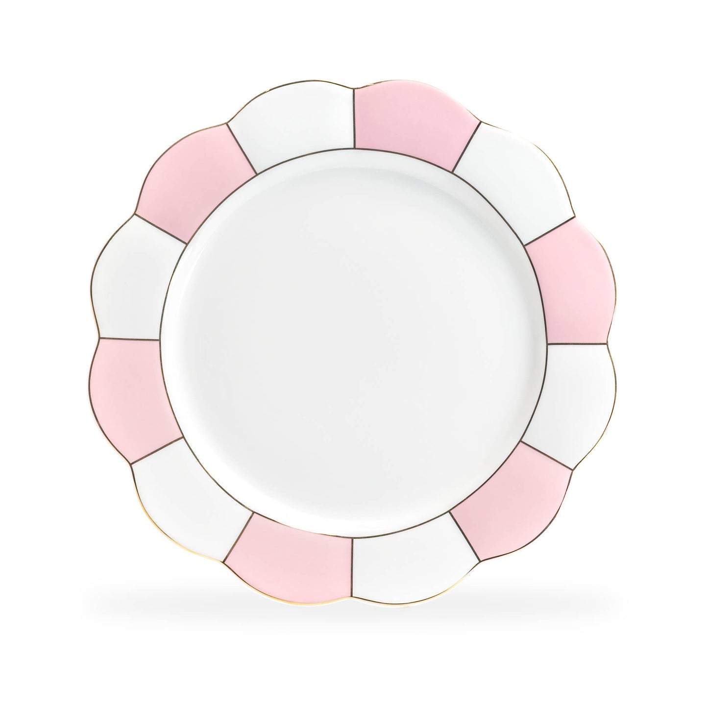 Pink and Gold Scallop 11" Fine Porcelain Dinner Plate