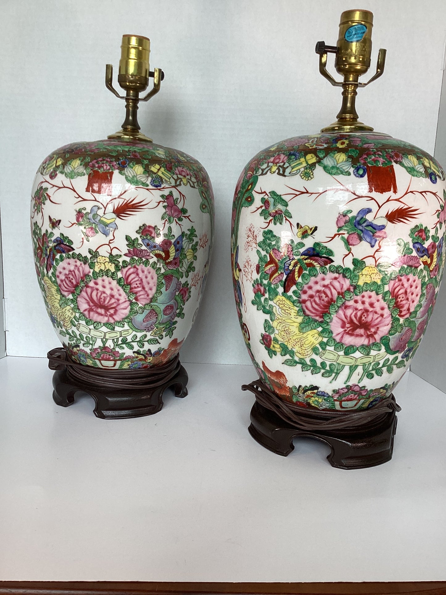 Matt - Pair of Rose Medallion Vase Lamps