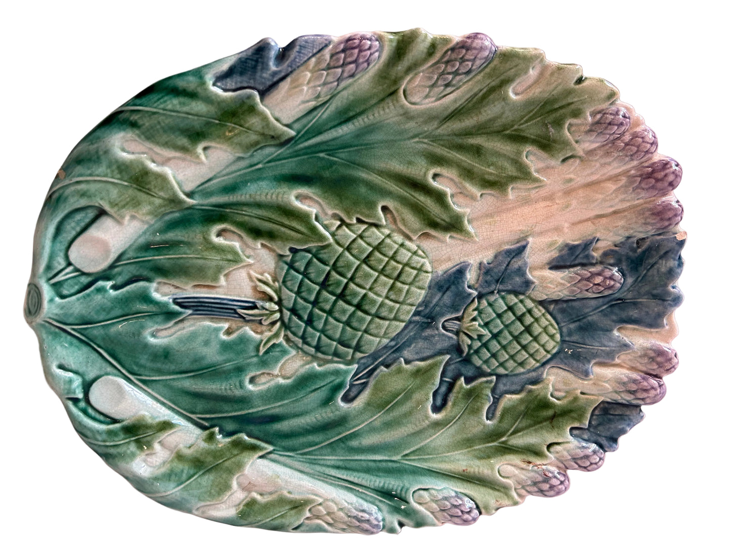 French majolica asparagus and artichoke platter