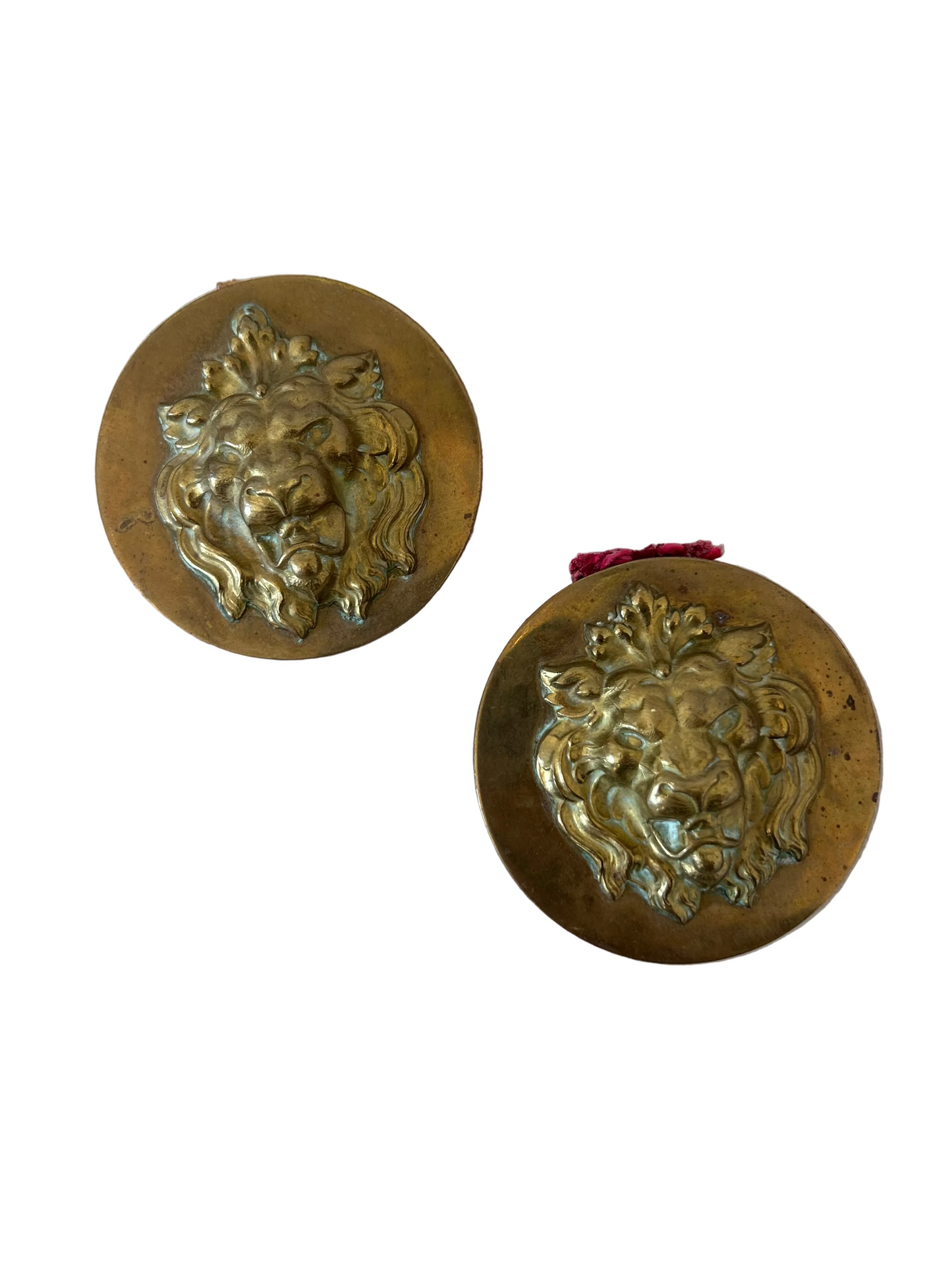 Antique Brass Lion Head Medallions