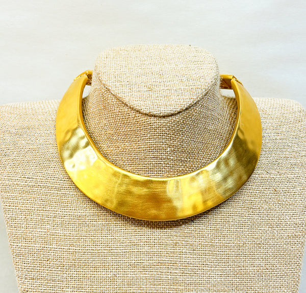Vintage signed Givenchy 1980s gold collar style necklace.