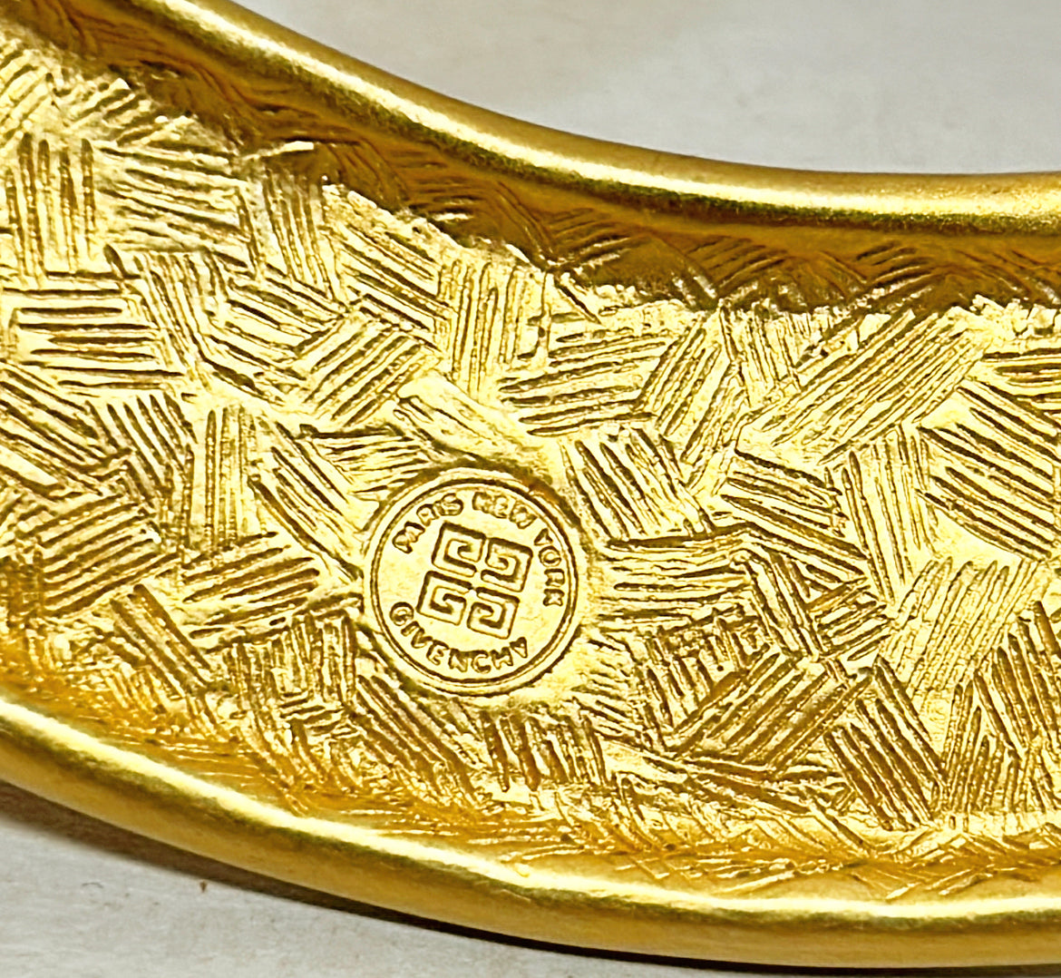 Vintage signed Givenchy 1980s gold collar style necklace.