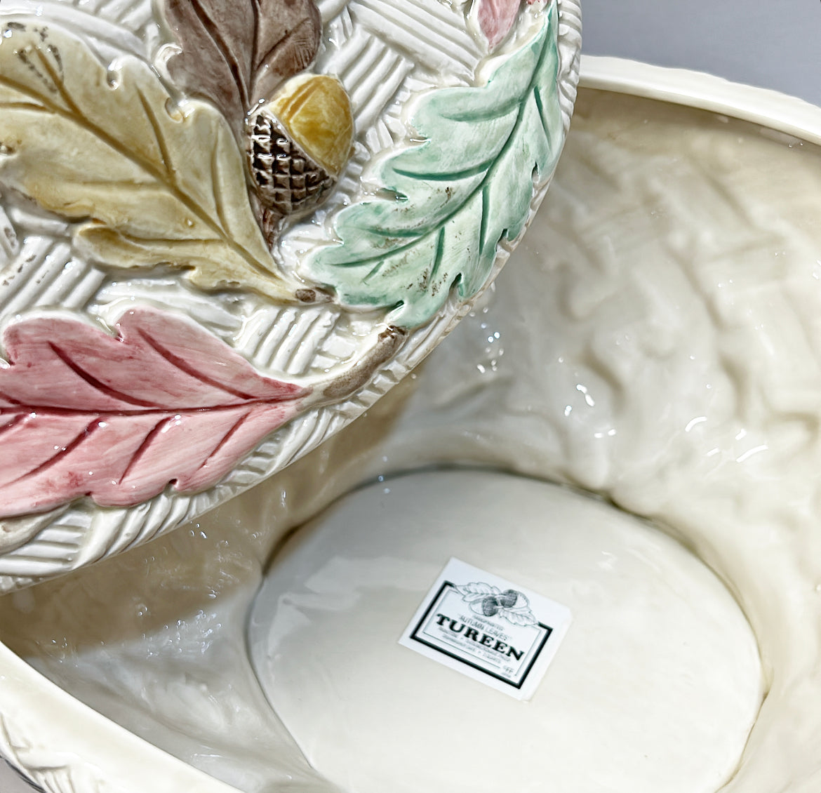 1970s signed never used Fitz & Floyd AUTUM LEAVES TUREEN