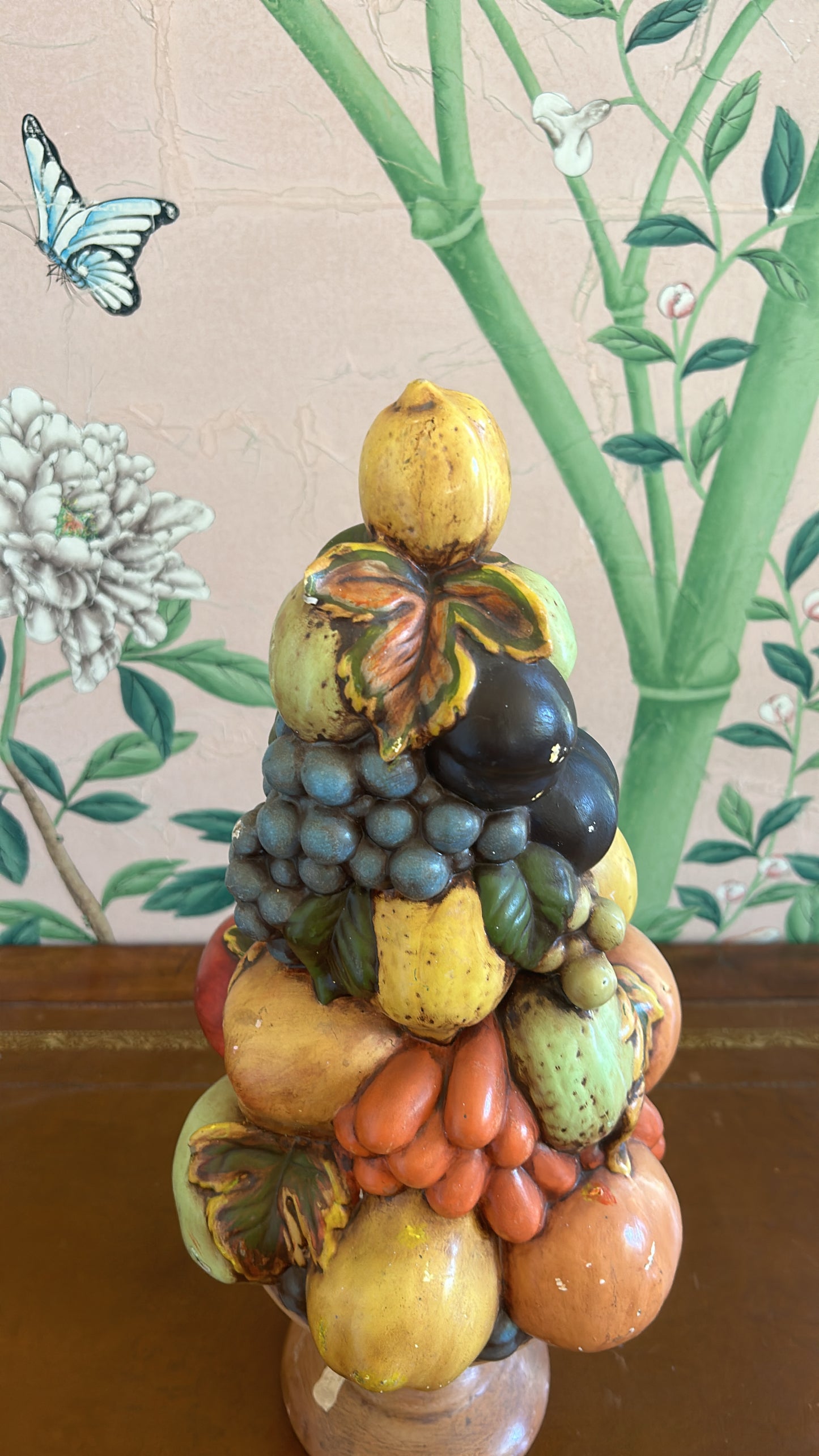 Vintage signed1962 fruit topiary.