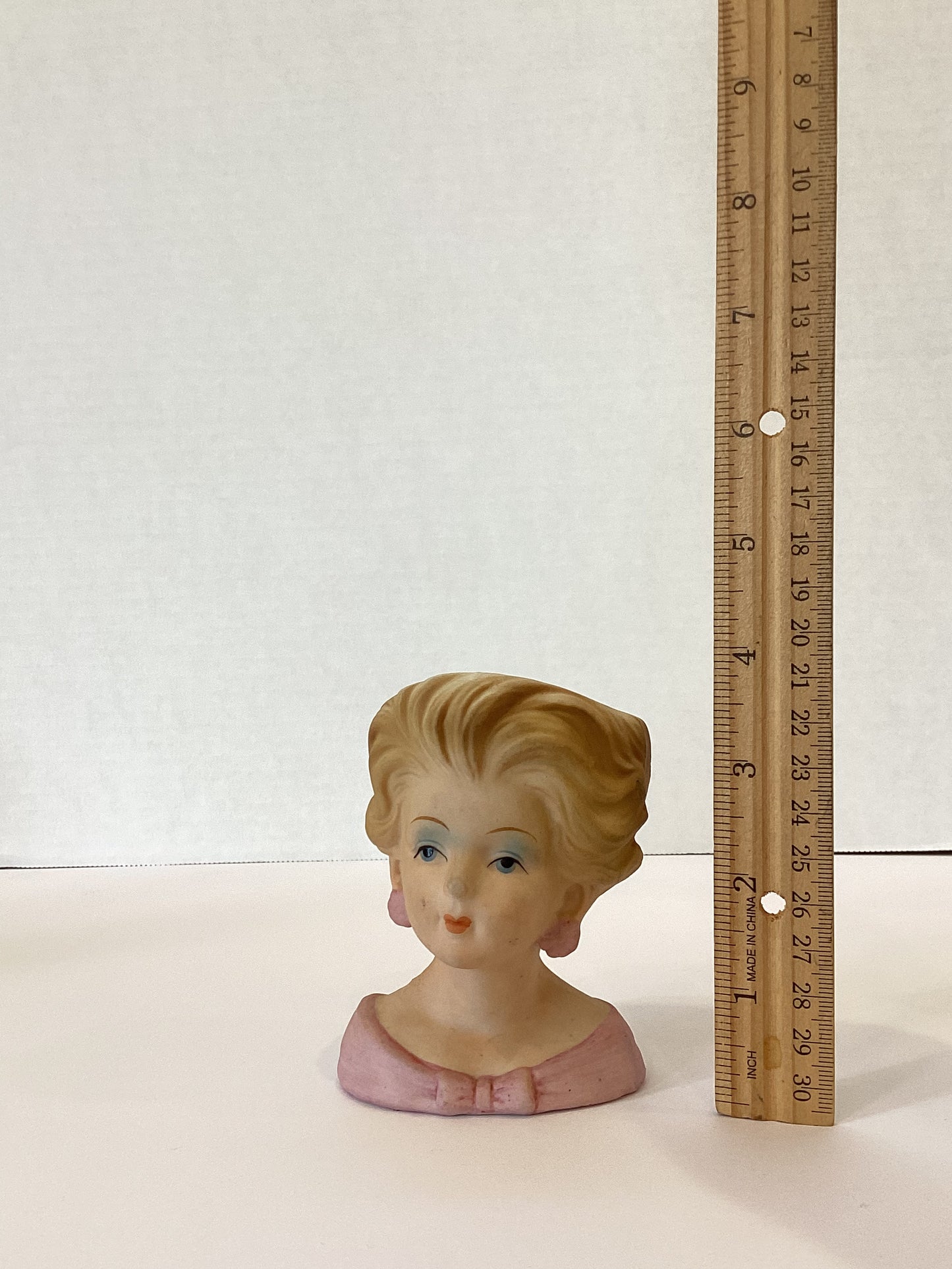 M07 - Custom Vintage Lady Head Vase - Beaded Tree