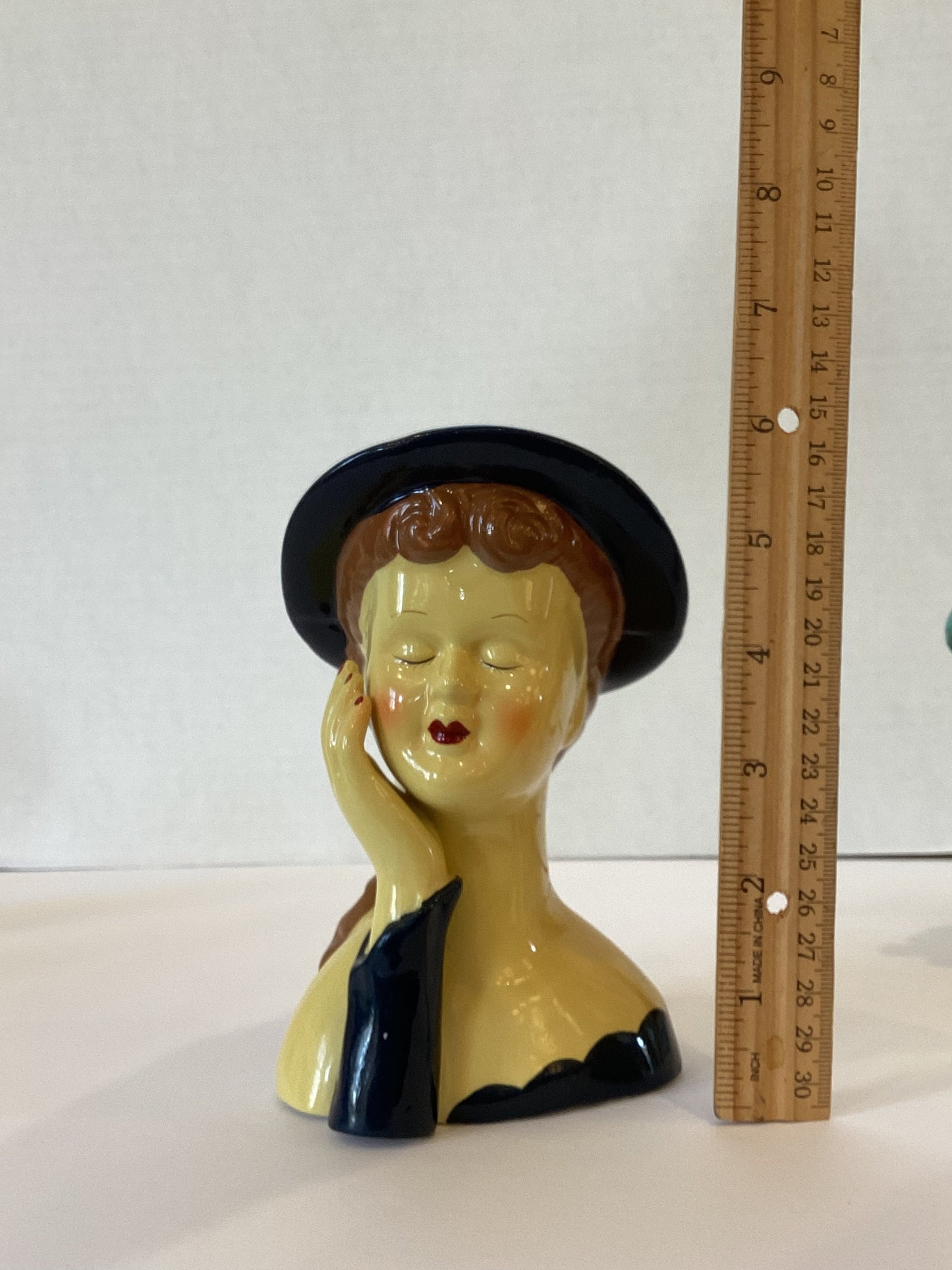 M11 - Custom Vintage Lady Head Vase - Beaded Tree
