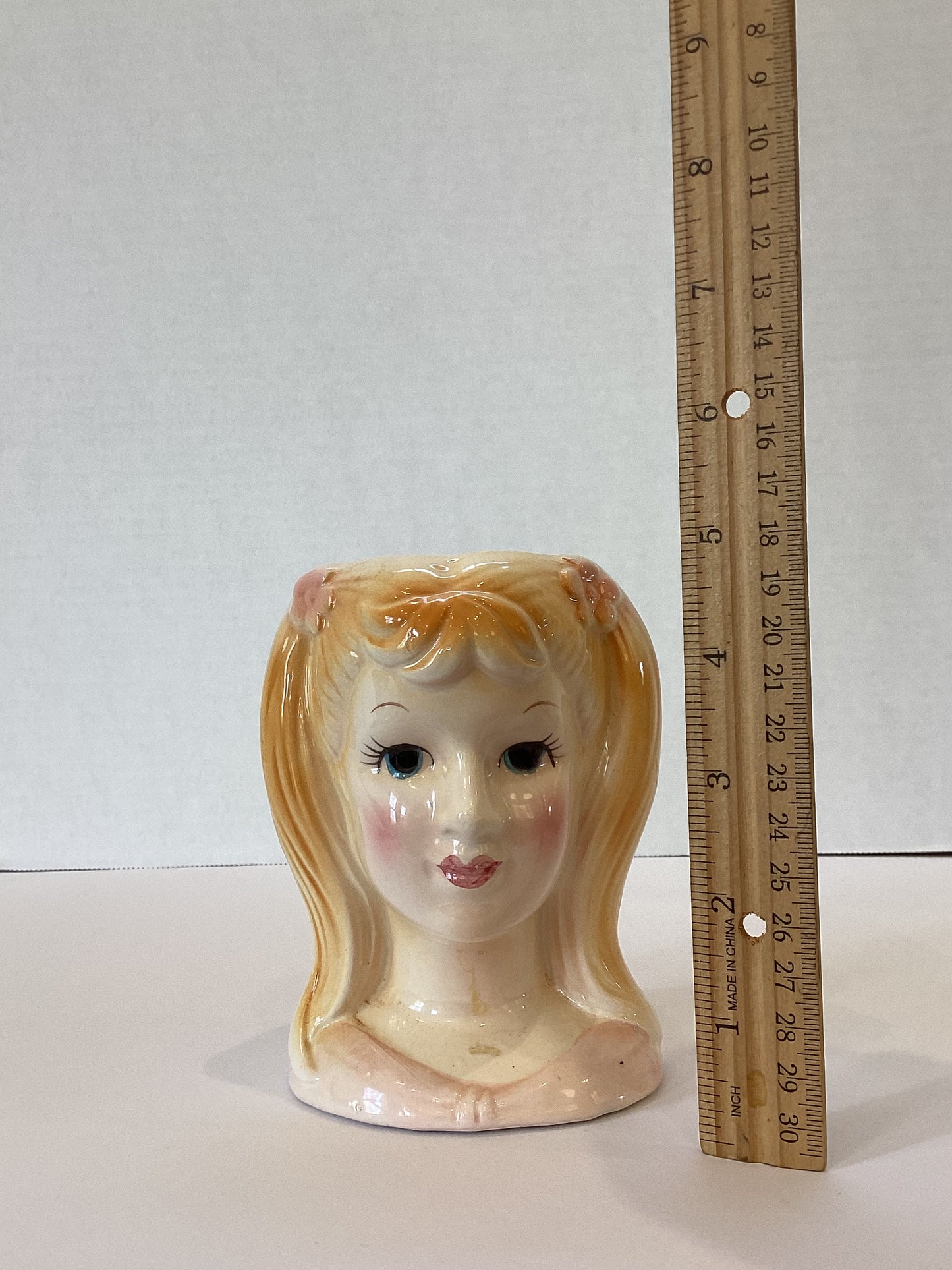 M16 - Custom Vintage Lady Head Vase - Beaded Tree