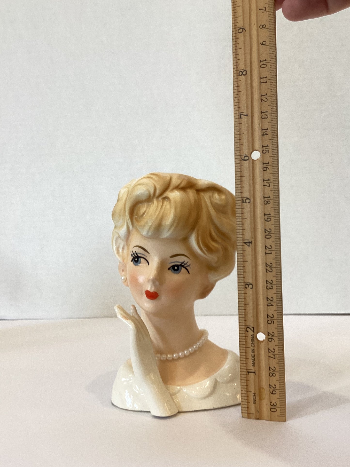 M20 - Custom Vintage Lady Head Vase - Beaded Tree