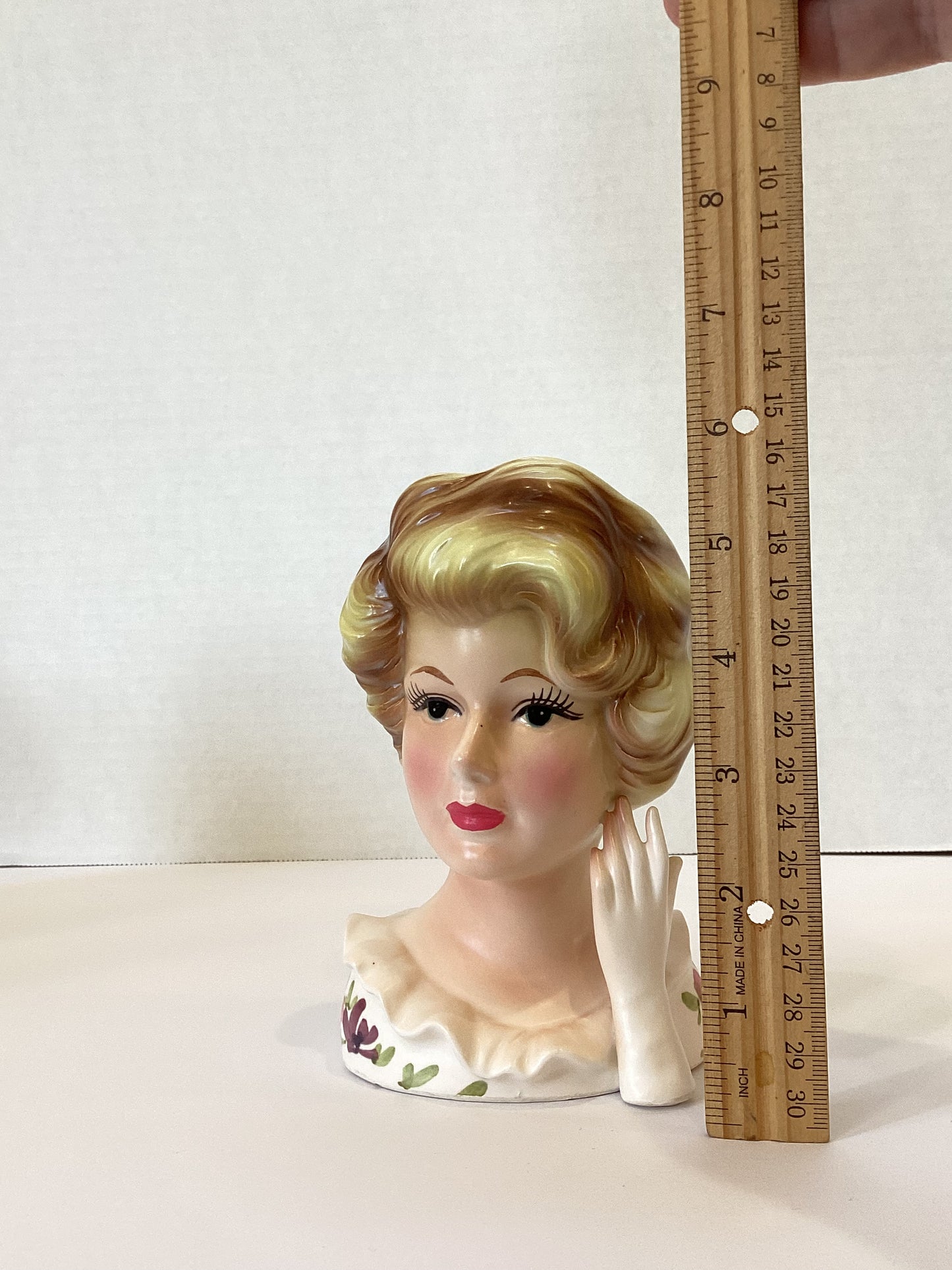 M27 - Custom Vintage Lady Head Vase - Beaded Tree