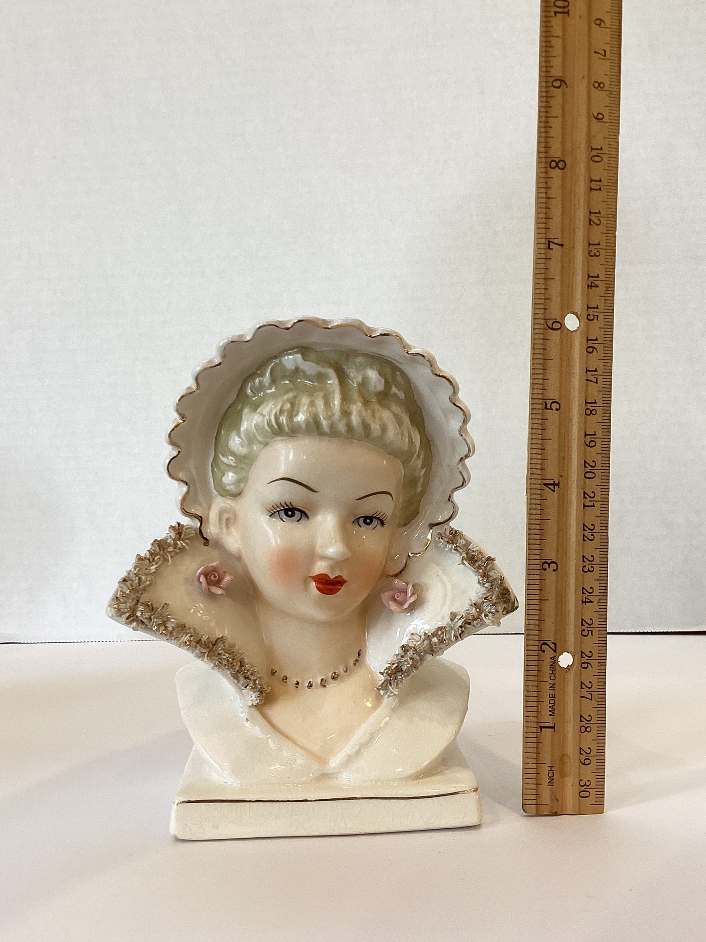 M33 - Custom Vintage Lady Head Vase - Beaded Tree