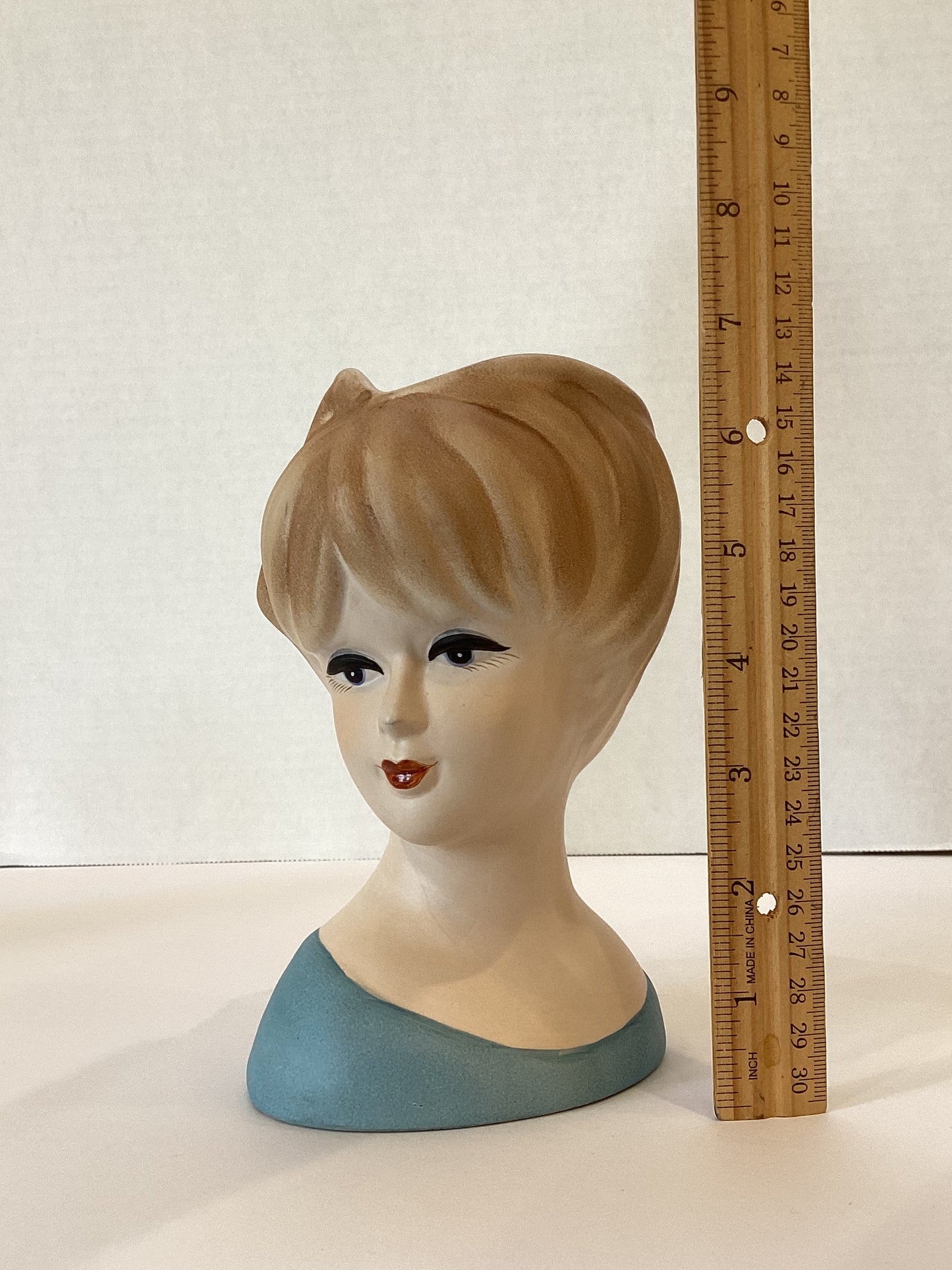 M44 - Custom Vintage Lady Head Vase - Beaded Tree