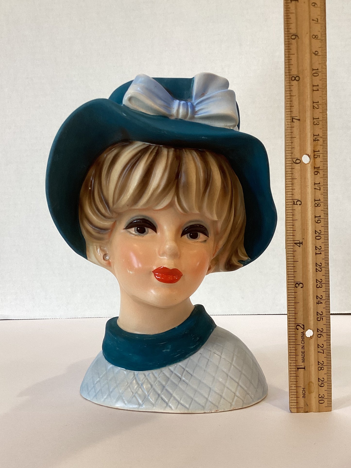 M46 - Custom Vintage Lady Head Vase - Beaded Tree