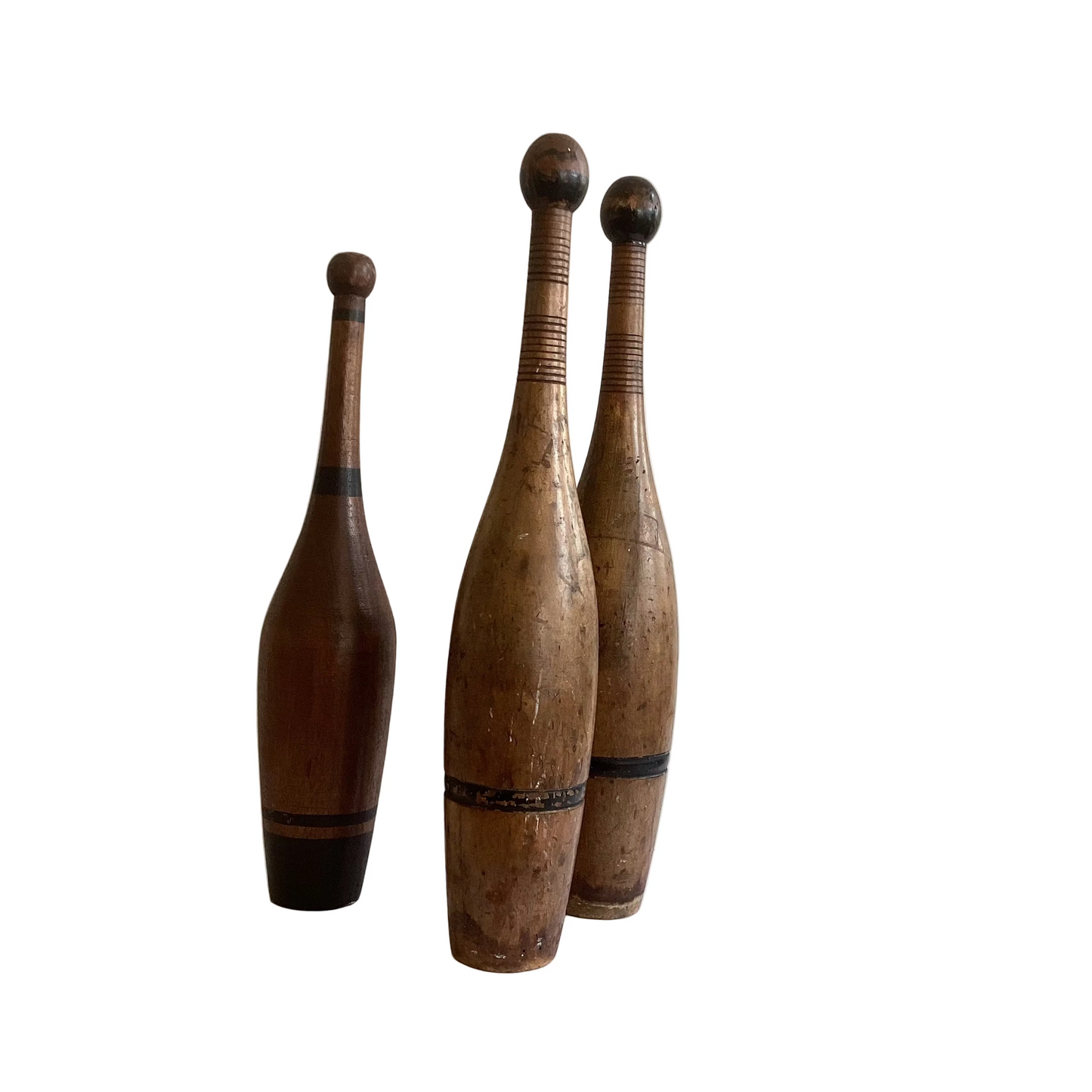Set of 3 - Antique Turned wood Juggling Exercise Throw Pin