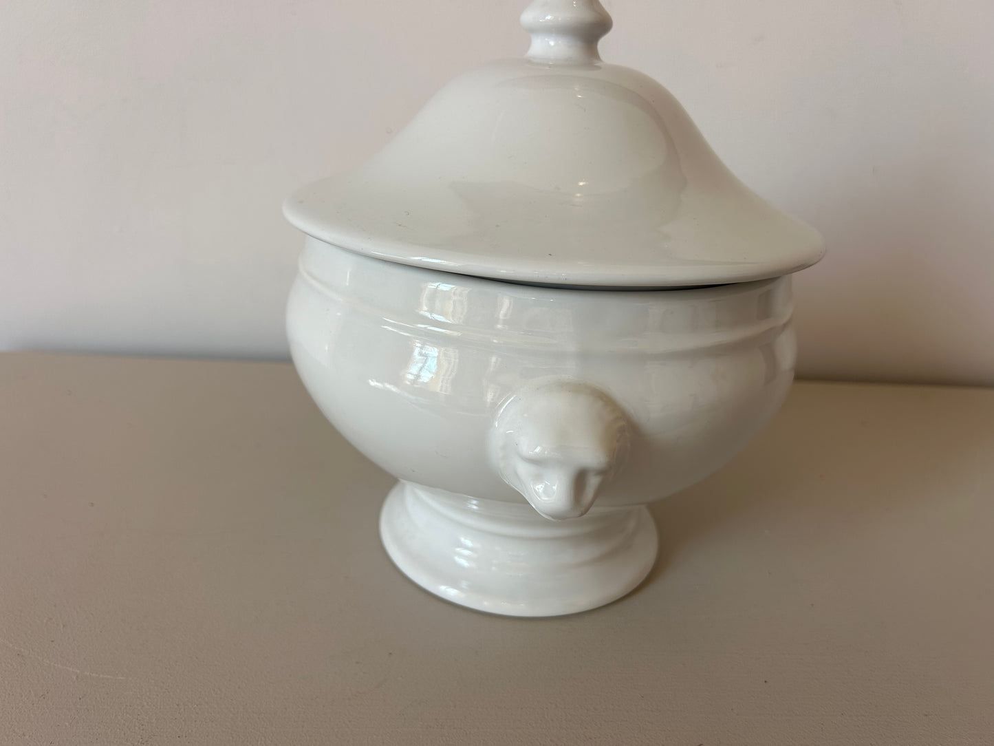 Antique white porcelain soup tureen