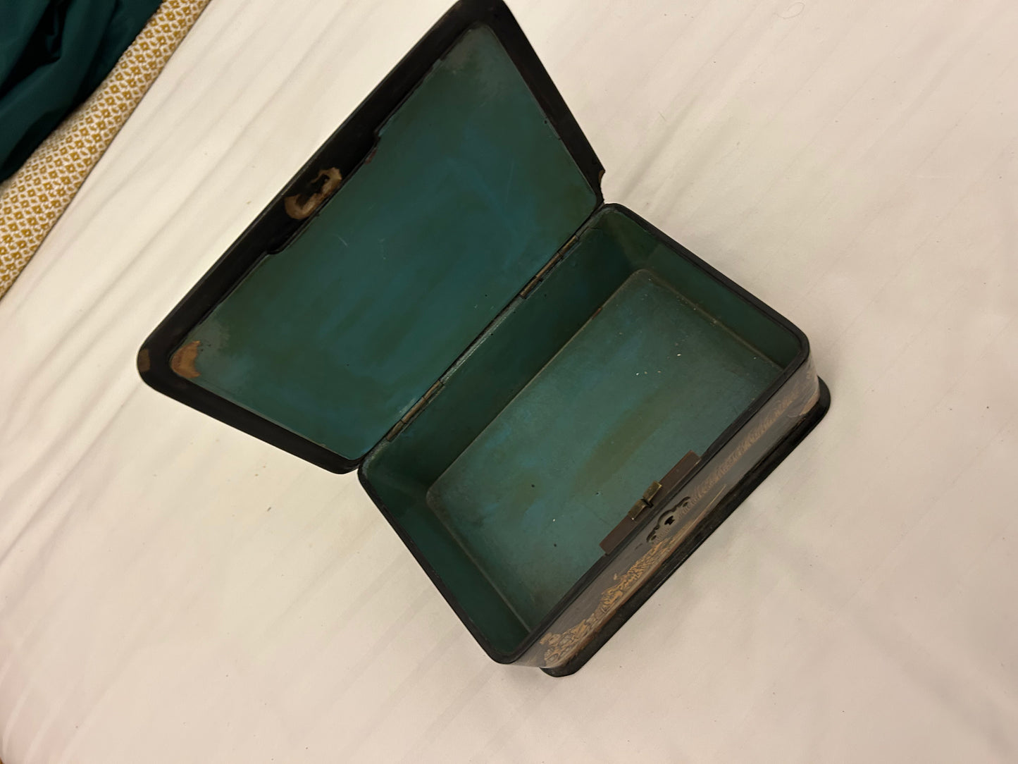 Antique Japanese black lacquer box, likely dating from the Meiji period