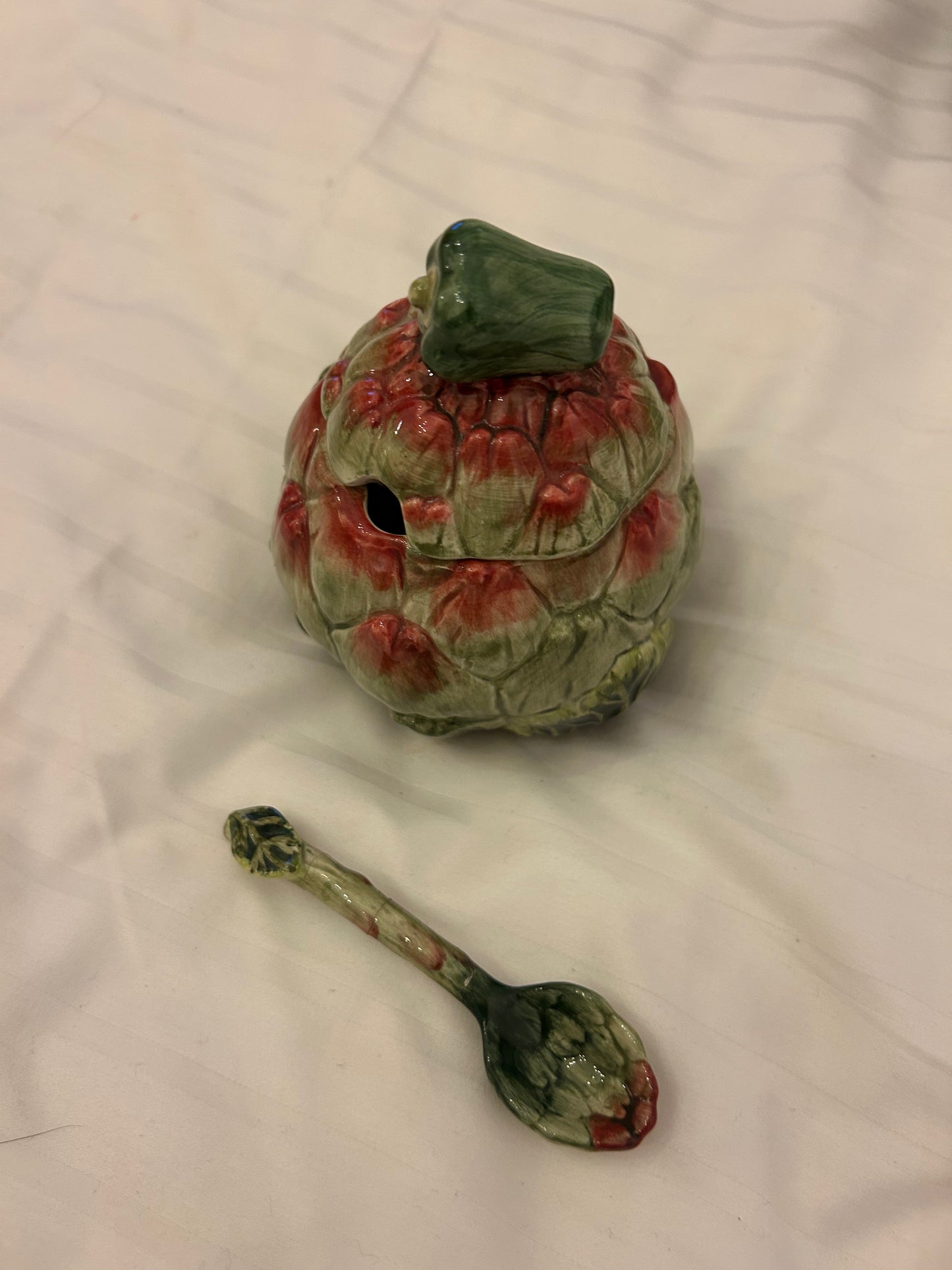 French Market artichoke-shaped lidded canister or serving dish