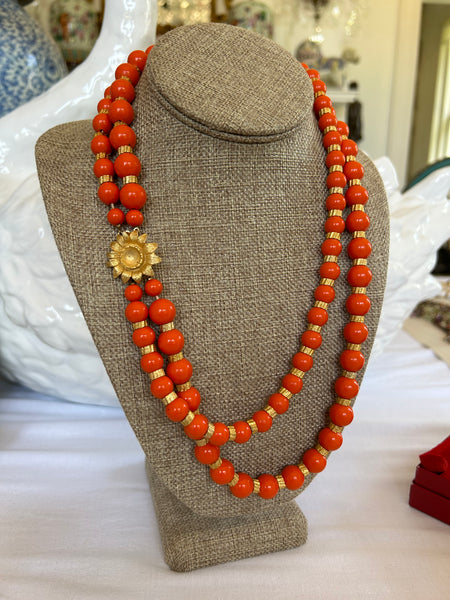 Coral Color - Beaded Necklace