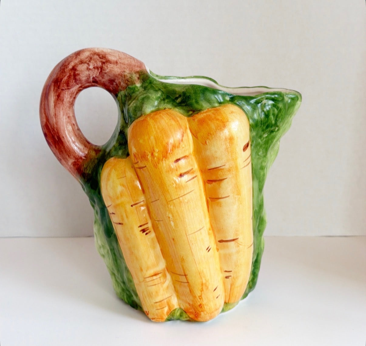 Made in Italy, signed, carrot style water, pitche