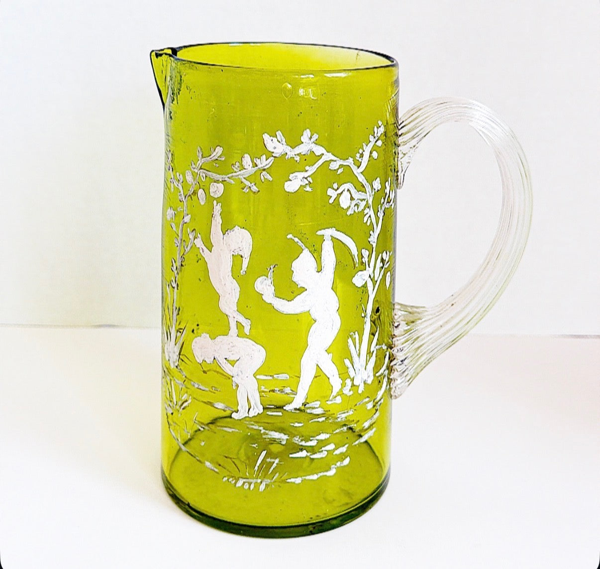 Vintage lime, green glass water, pitcher