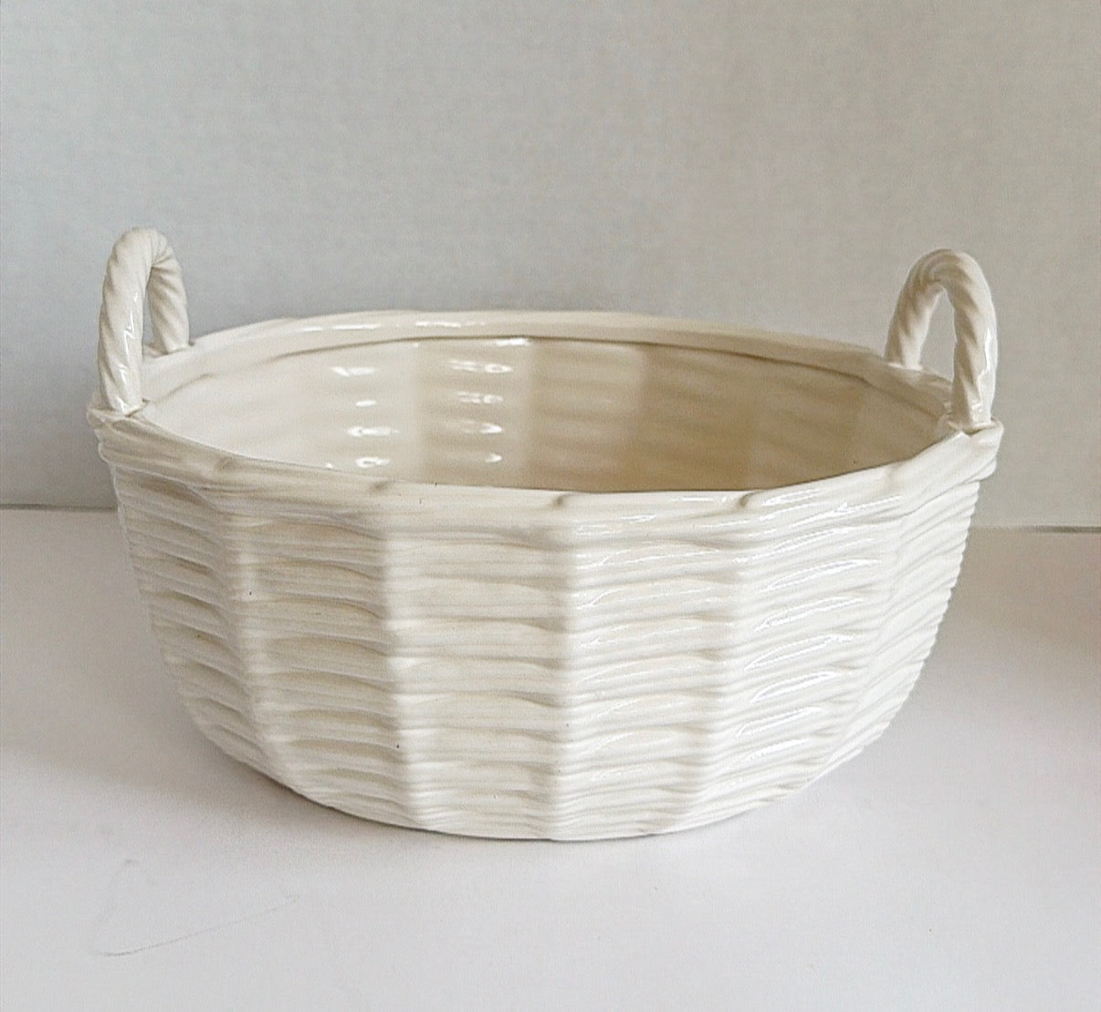 Vintage ceramic oval shaped basket