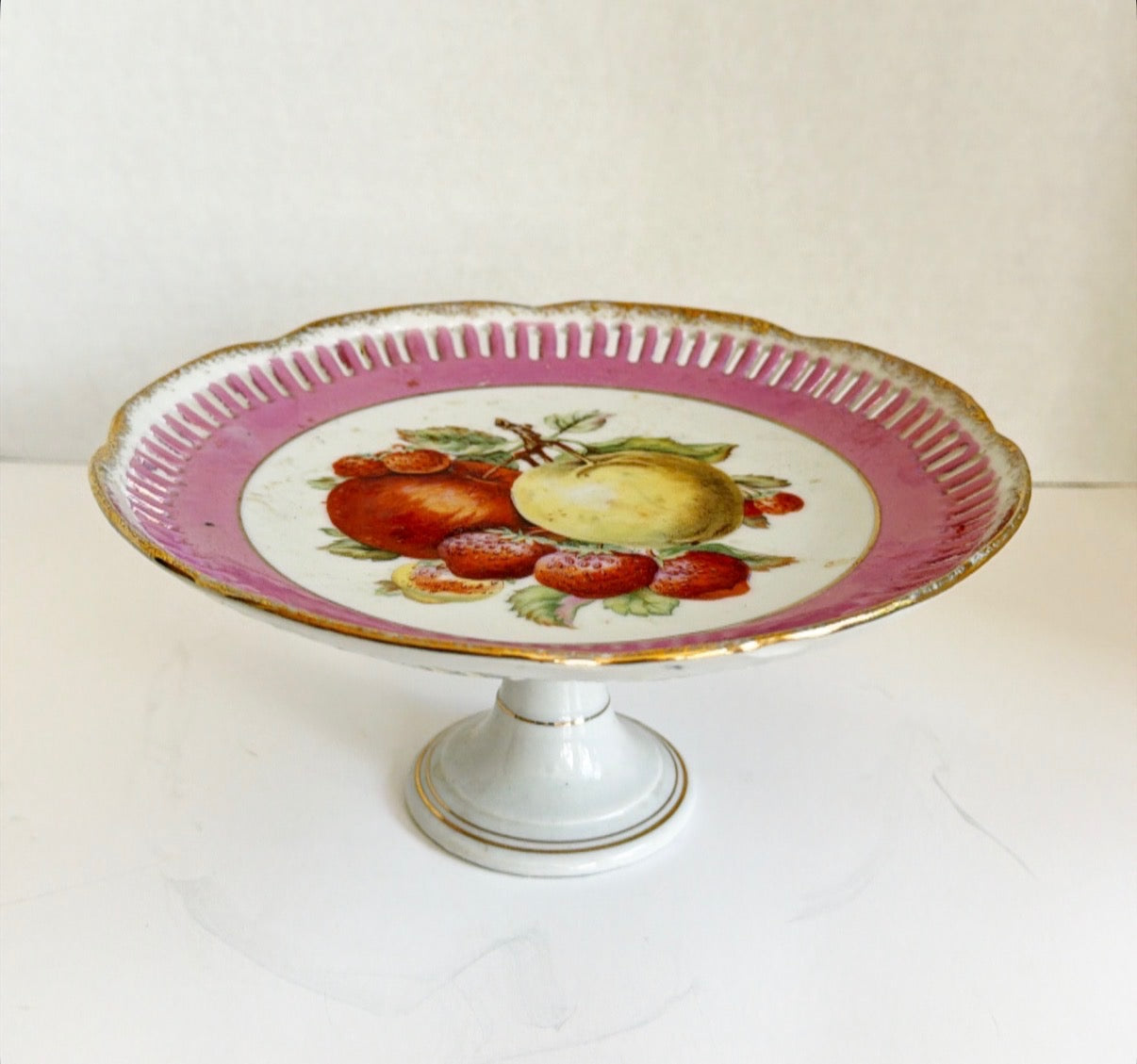 Antique cake pedestal signed very fine by Royal Hasley
