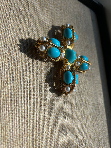 Turquoise Star Brooch