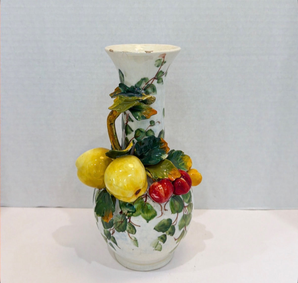 Mid-century Italian barbotine majolica vase