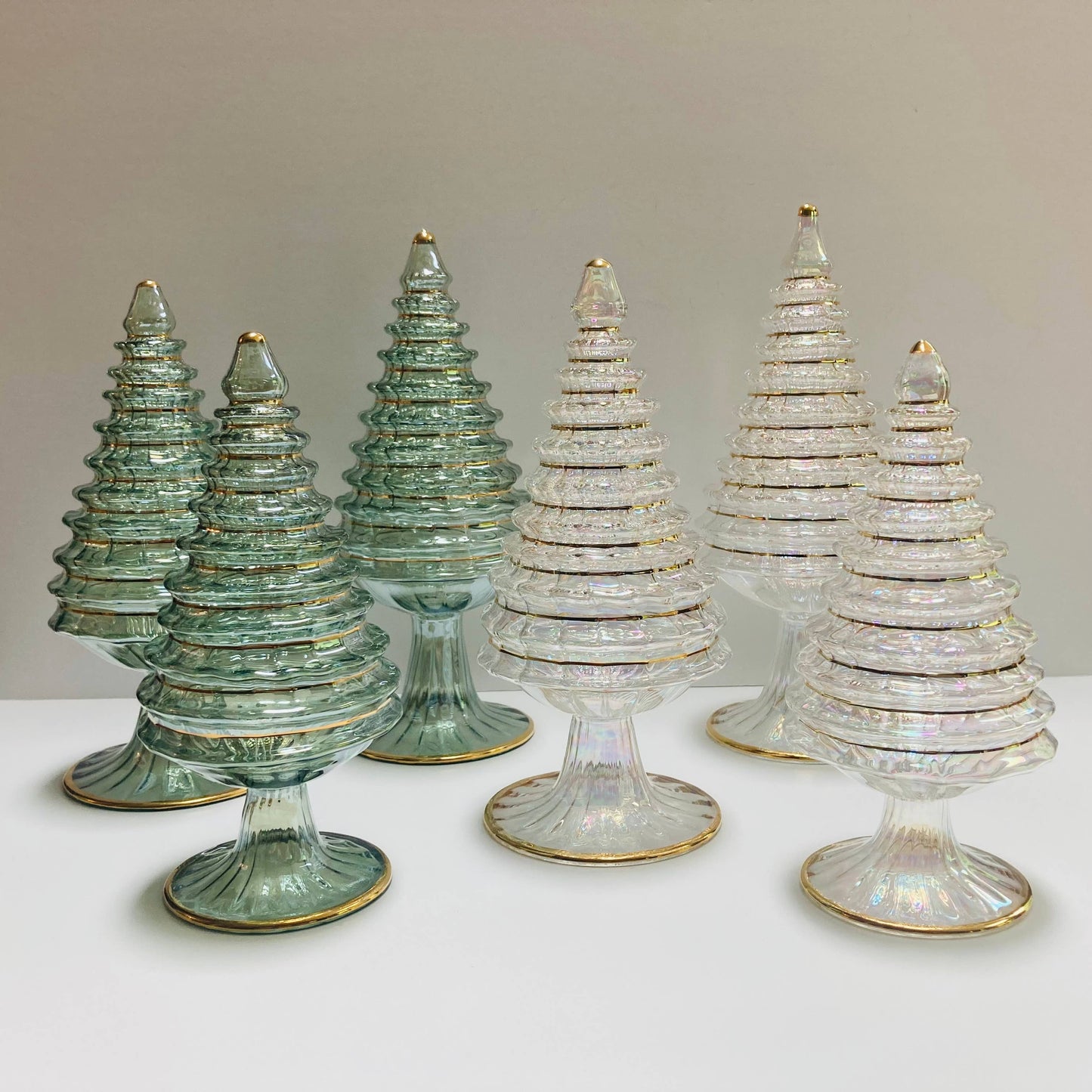 Blown Glass Tabletop Christmas Tree - Green Spruce: Tall