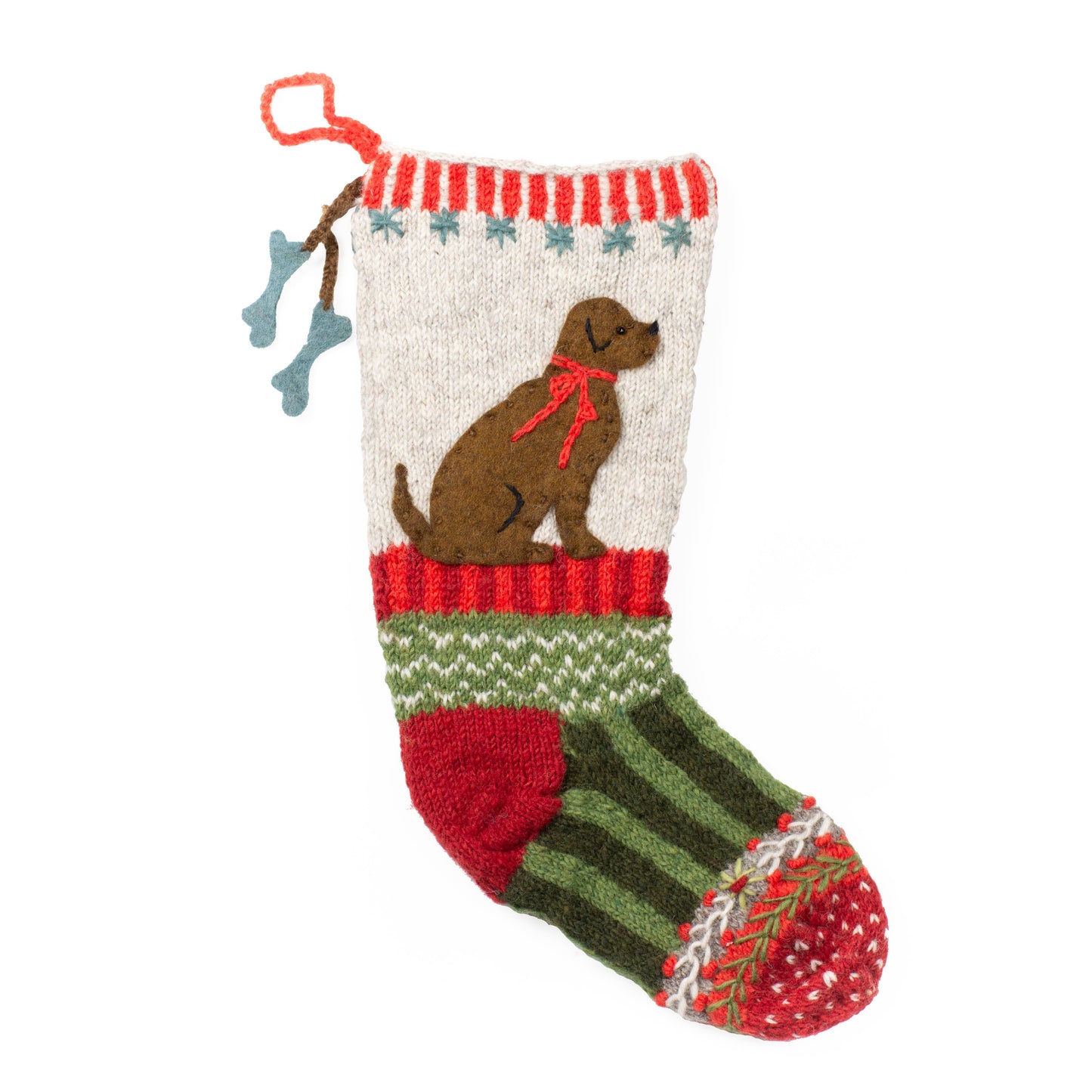 Canine Christmas - wool knit Christmas stocking