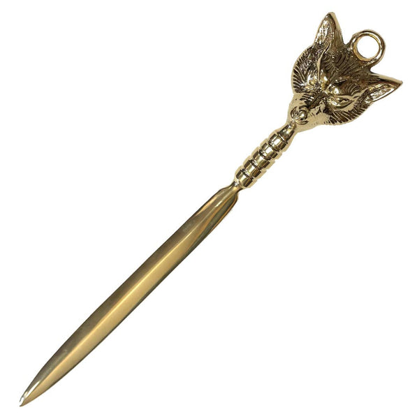 9-1/2" Solid Brass Fox Letter Opener- Antique Vintage Style