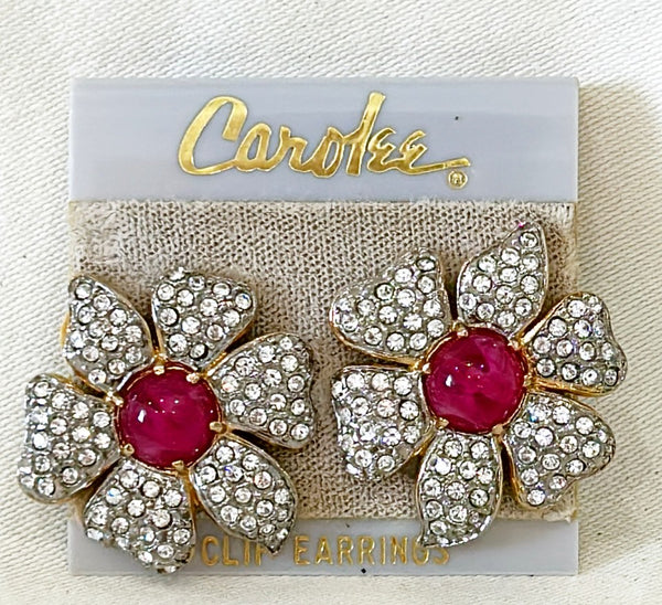 Vintage signed CAROLEE clip on designer fashion earrings