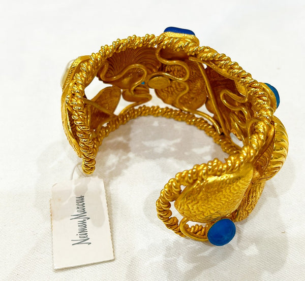 Amazing rare 80s stamped Dominique Aurientis Paris large thick seashell bracelet cuff.
