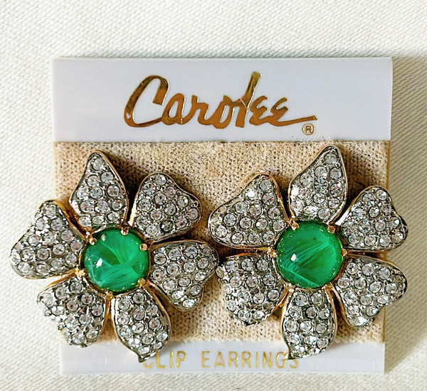 Vintage 80s stamped Carolee clip on earrings