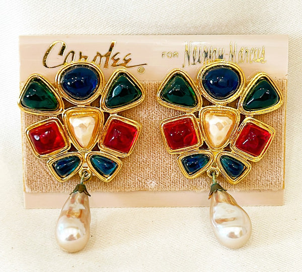 Vintage 80s signed CAROLEE stamped fashion clip-on earrings