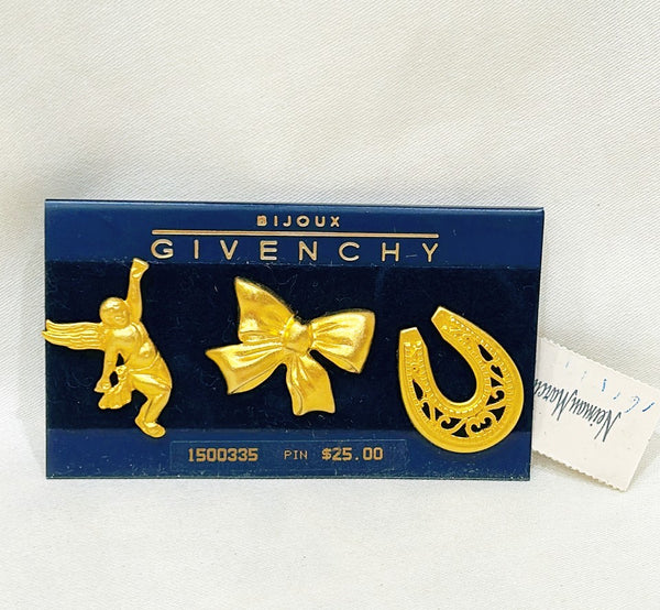 Vintage 80d Bijoux Givenchy lapel pin set.