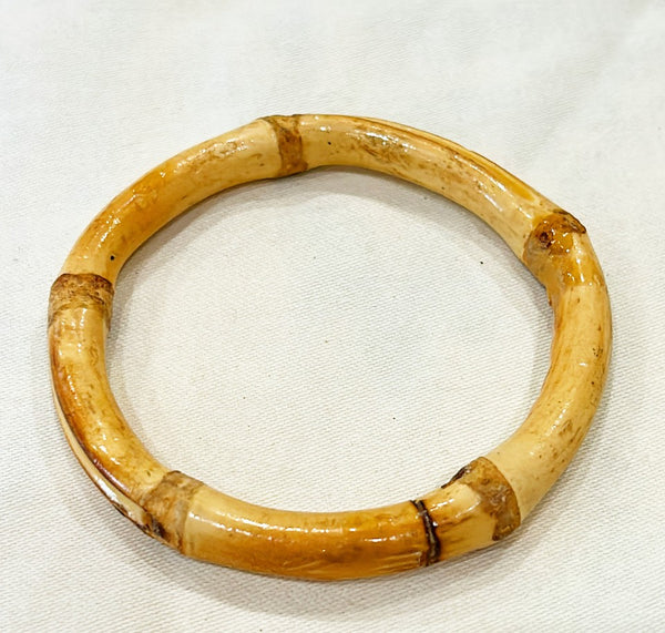 Vintage natural carved bamboo bangle bracelet.