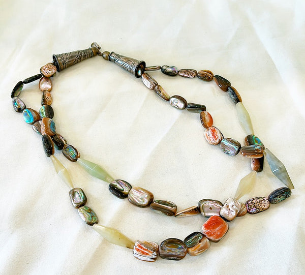 Fabulous designer vintage necklace with natural fossils & stones