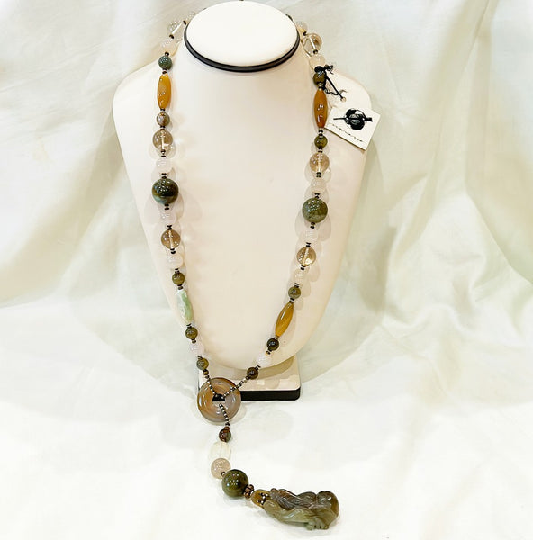 Super rare vintage hand made natural stone designer necklace by late Robert Navarro of Palm Beach & San Francisco.