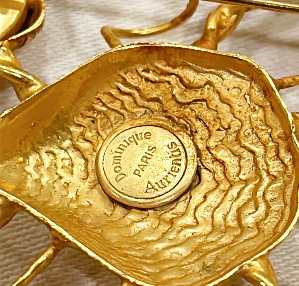 Vintage 80s designer stamped Dominique Aurientis large scale seashells brooch