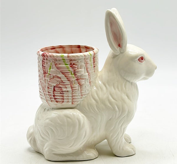 Classic vintage stamped 1988 Haldon Group ceramic glazed painted bunny vase.