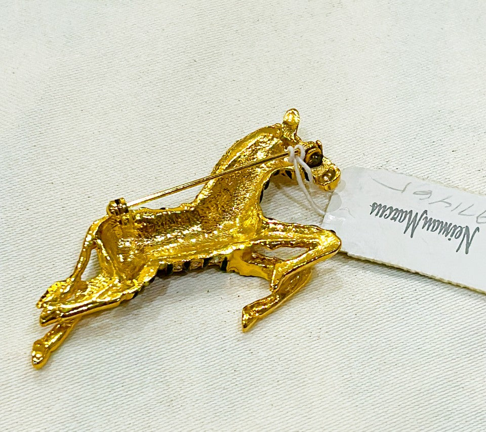 Vintage designer fashion jumping zebra brooch.