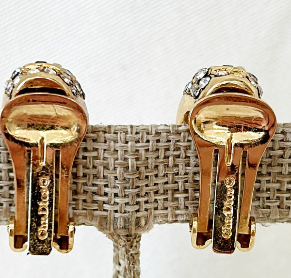 Vintage signed Christian Dior clip on designer fashion earrings.