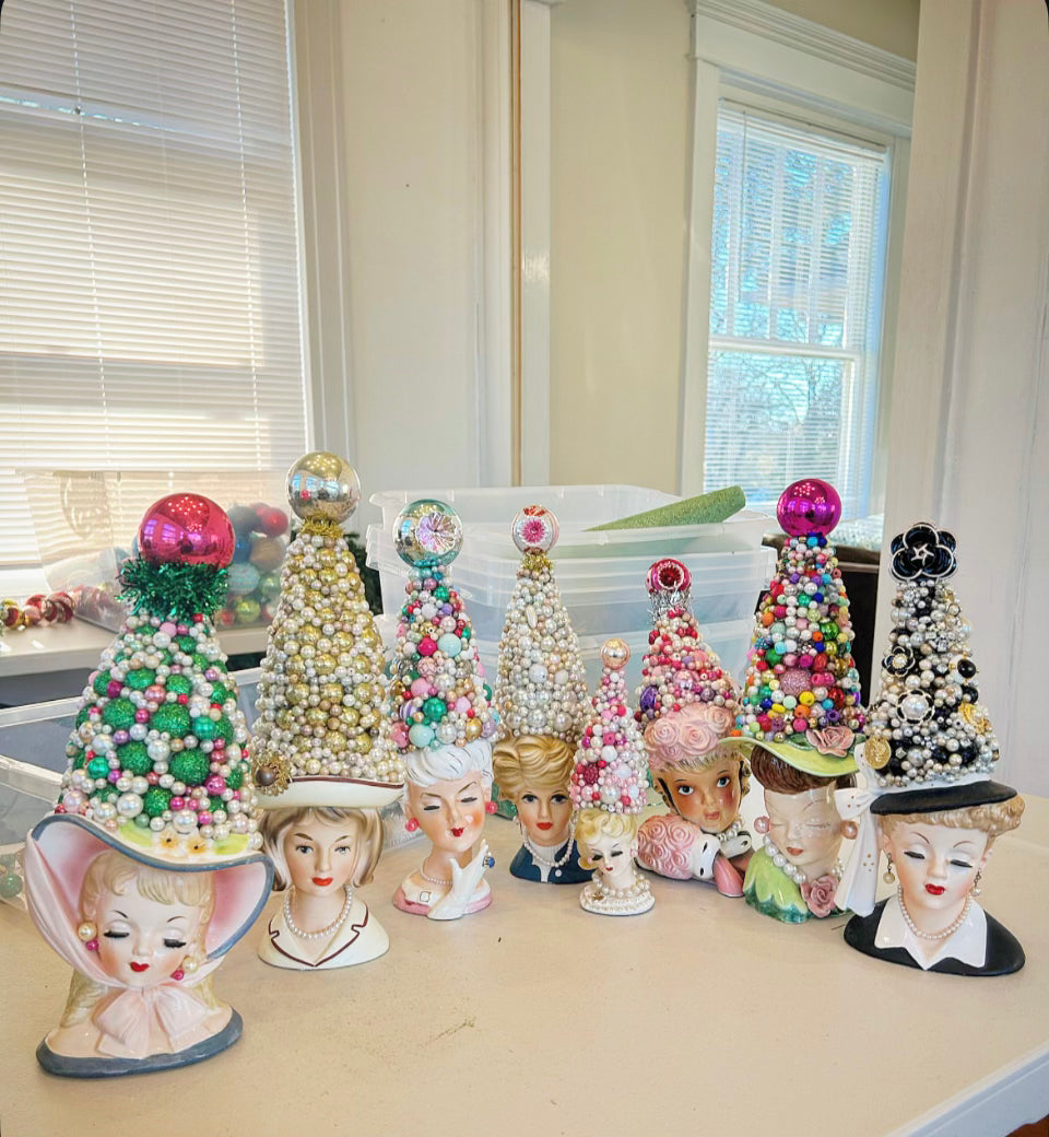 Custom Lady Head Vases - With Trees